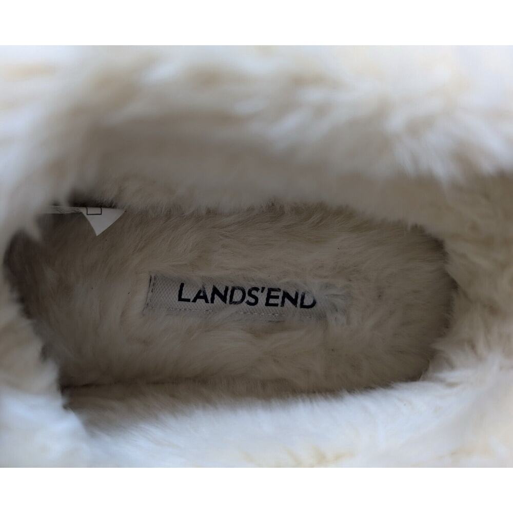 Lands End Brown Suede Shearling Clog Slip On Slippers Women's Size 7 New - Picture 10 of 12